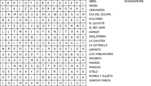 Sopa de letras de literatura - Imagui