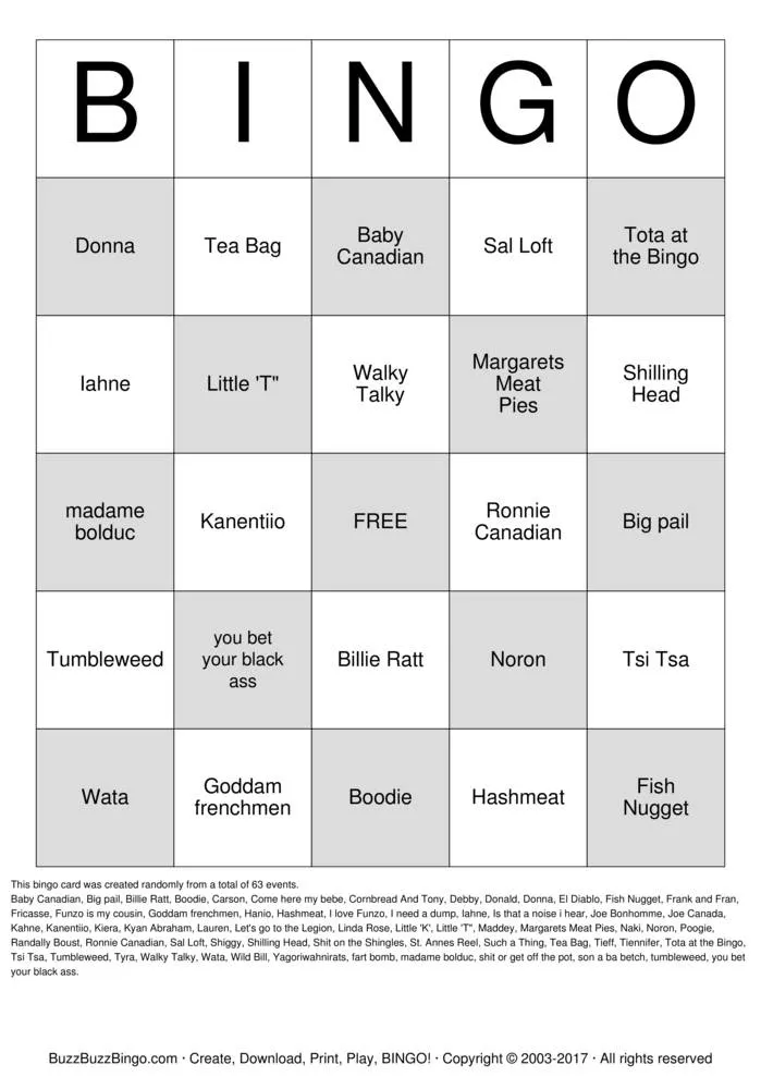 Diabo Family Bingo Bingo Cards to Download, Print and Customize!