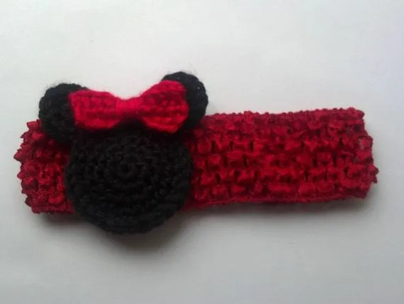 Diadema ganchillo de Minnie Mouse Mickey Mouse busca por Qspring Diadema ganchillo de Minnie Mouse Mickey Mouse busca por Qspring