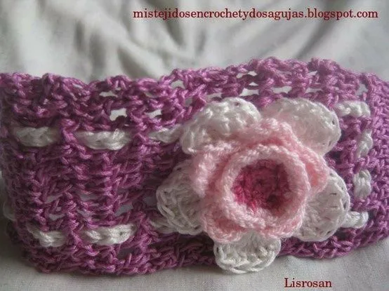 Diadema o Vincha de niña tejida a crochet con hilo algodón en ... Diadema o Vincha de niña tejida a crochet con hilo algodón en ...