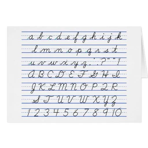 Diagrama del alfabeto inglés en escritura cursiva tarjeta | Zazzle