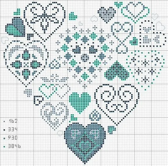 Cross stitch charts / Diagramas punto de cruz / cuore con simboli ... Cross stitch charts / Diagramas punto de cruz / cuore con simboli ...