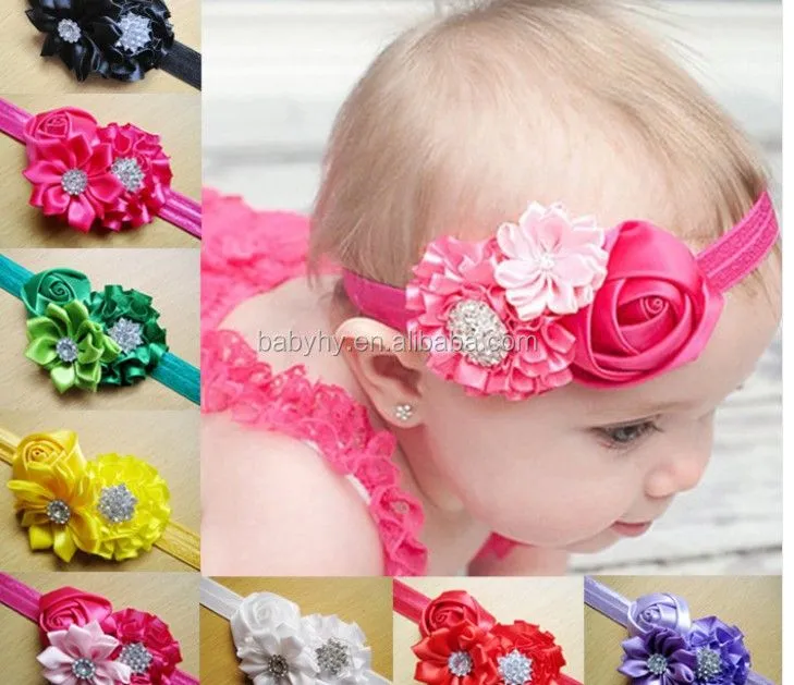 diamantes de imitación de satén recién nacido bebé diadema-Bandas ...