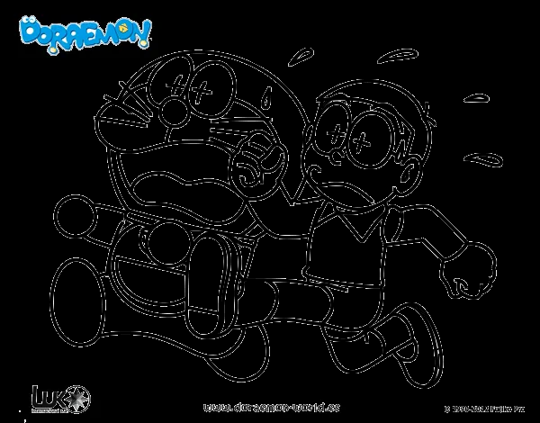 Dibuix de Doraemon i Nobita corrent per Pintar on-line - Dibuixos.cat Dibuix de Doraemon i Nobita corrent per Pintar on-line - Dibuixos.cat