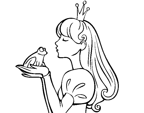 Dibuix de La princesa i la granota per Pintar on-line - Dibuixos.cat