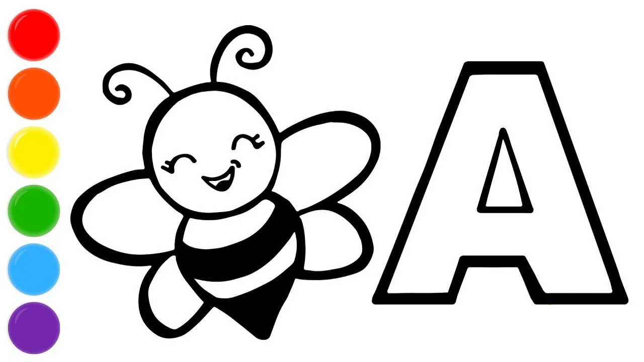 Dibuja y Colorea una ABEJA con la letra A 