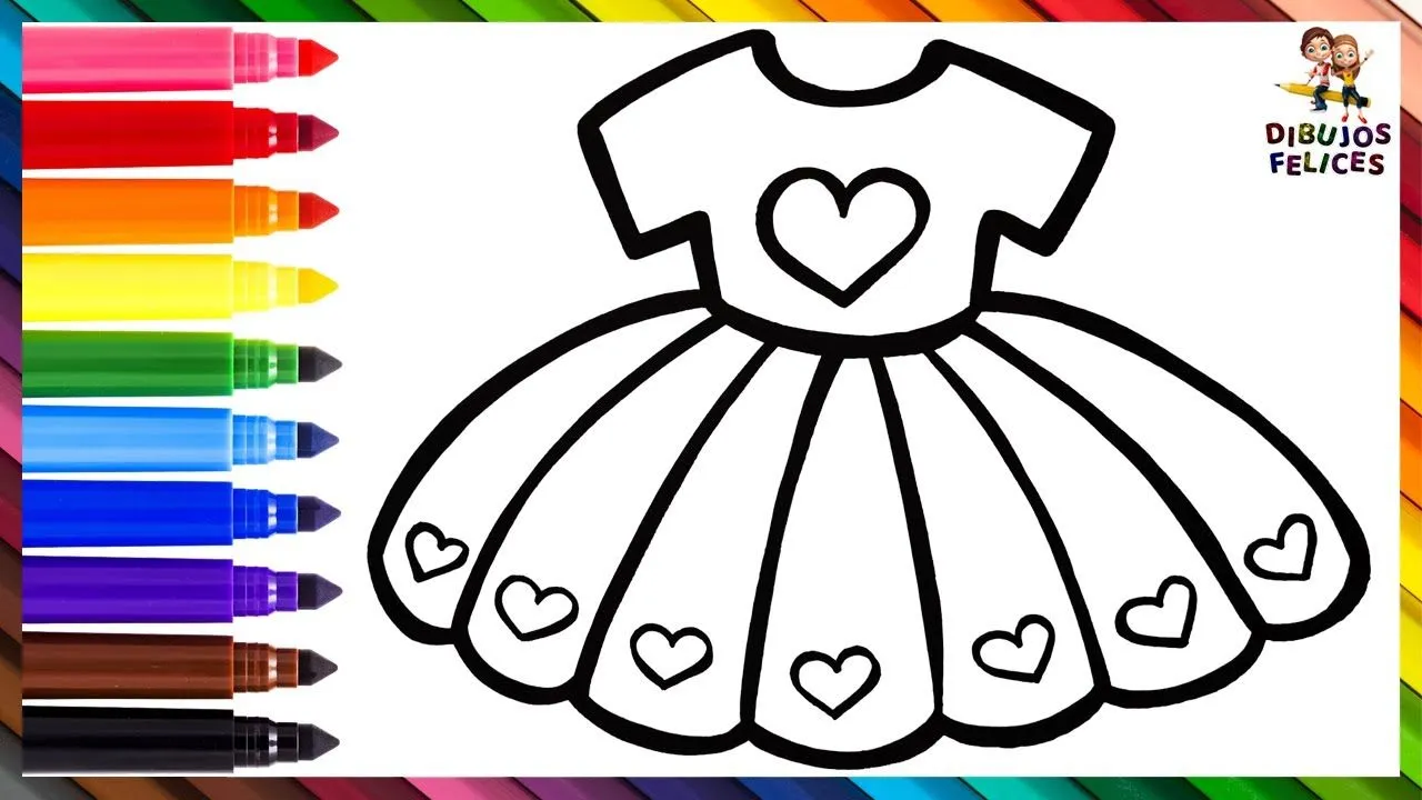 Dibuja y Colorea Un Bonito Vestido Con Corazónes Dibuja y Colorea Un Bonito Vestido Con Corazónes