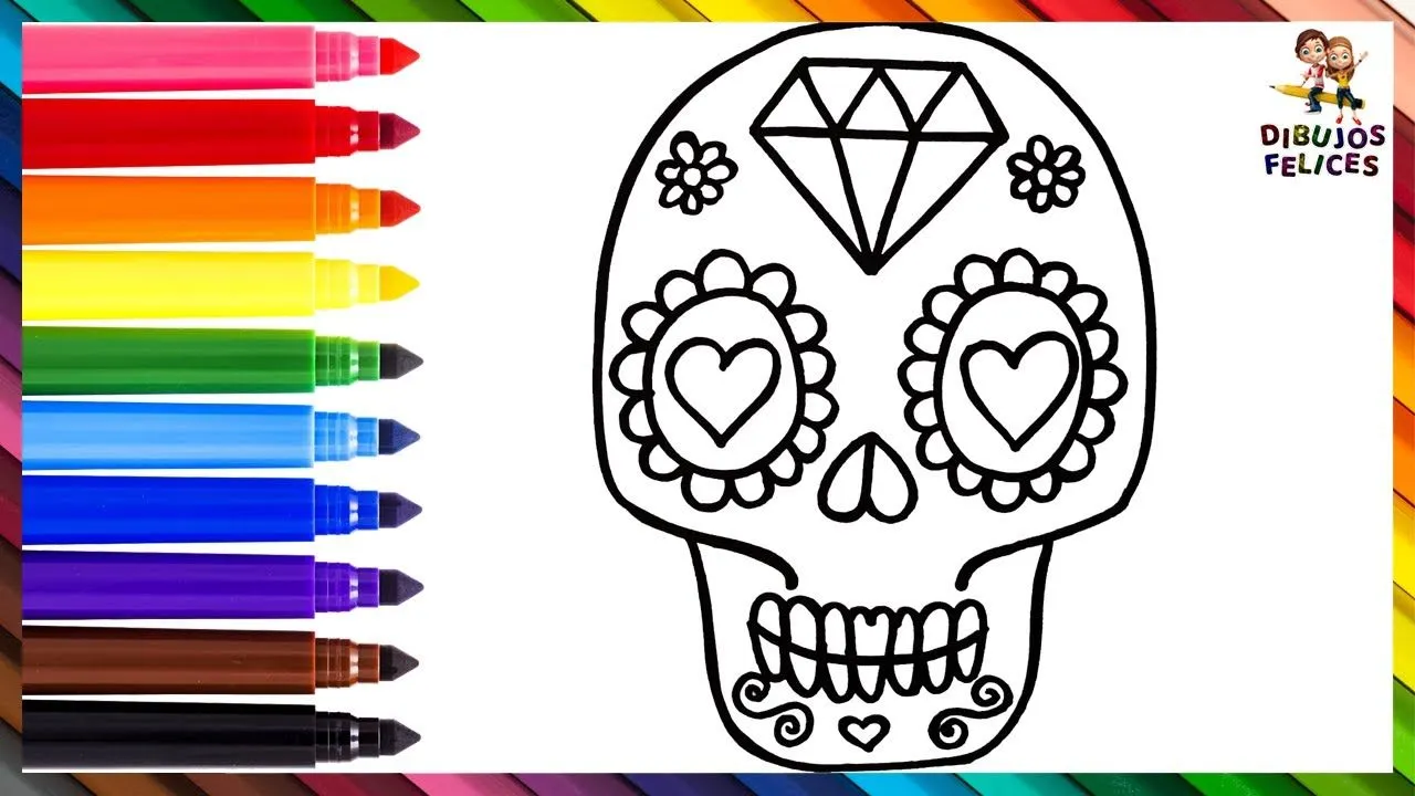 Dibuja y Colorea Una Calavera De Azúcar 