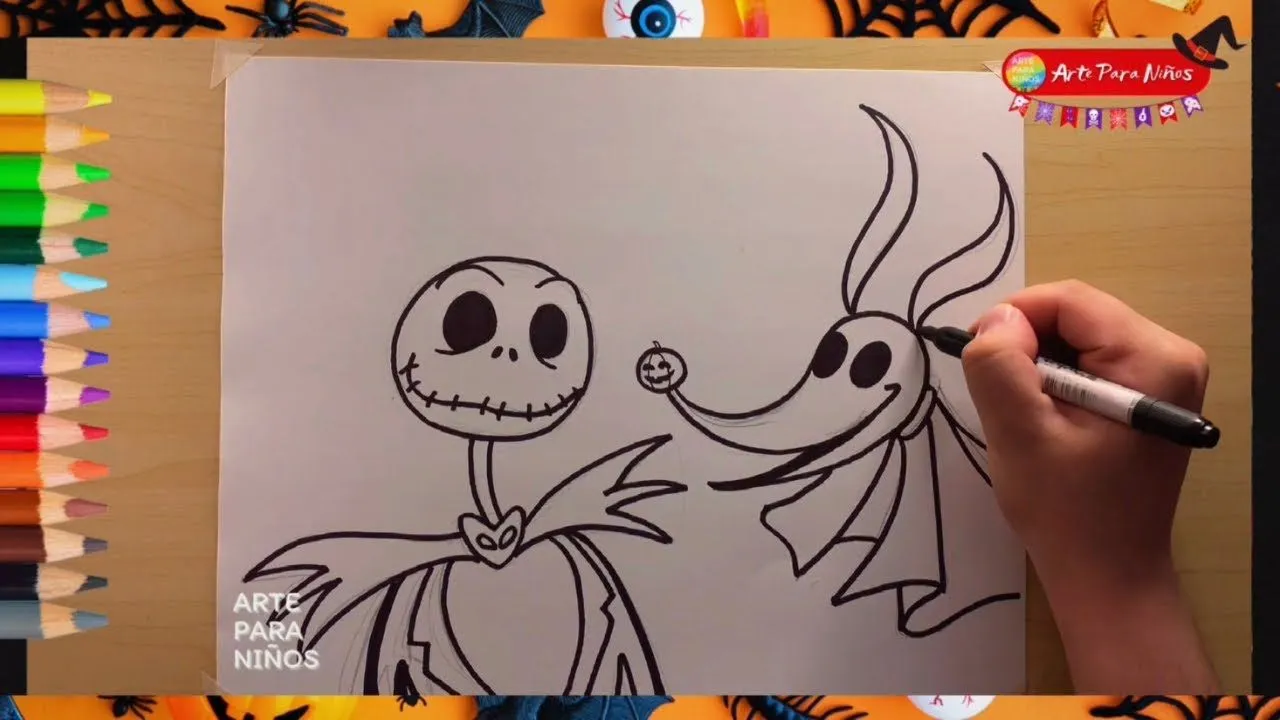 Dibuja & Colorea A Jack Skellington & Zero De El Extraño Mundo De Jack /  Draw And Paint 