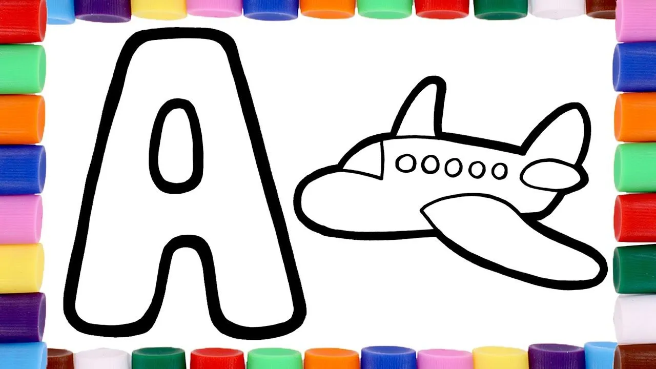 Dibuja y colorea la letra A con un AVIÓN 