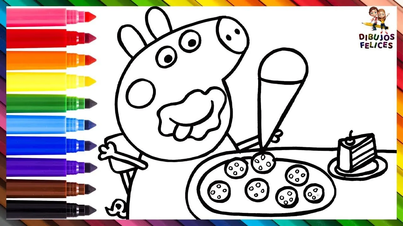 Dibuja y Colorea A Peppa Pig Comiendo Dulces 