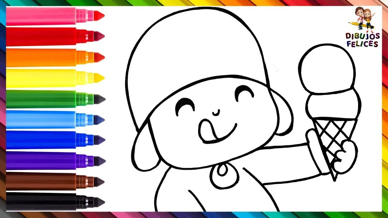 Dibuja y Colorea A Pocoyó Comiendo Helado 