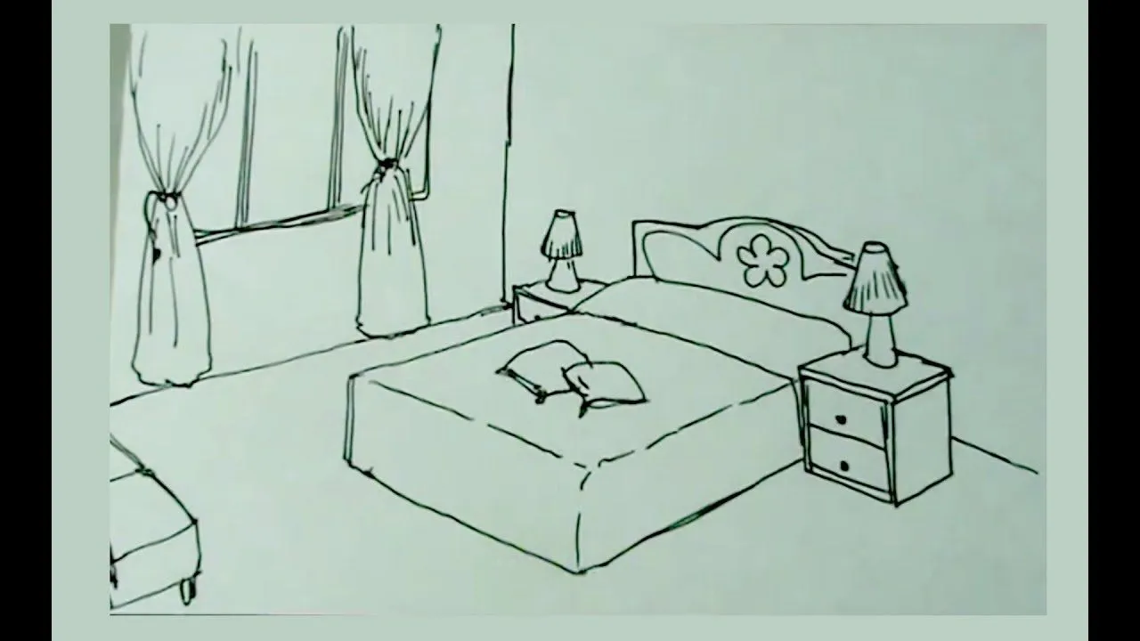 Dibuja fácil una alcoba o habitación, cama y nocheros - YouTube Dibuja fácil una alcoba o habitación, cama y nocheros - YouTube
