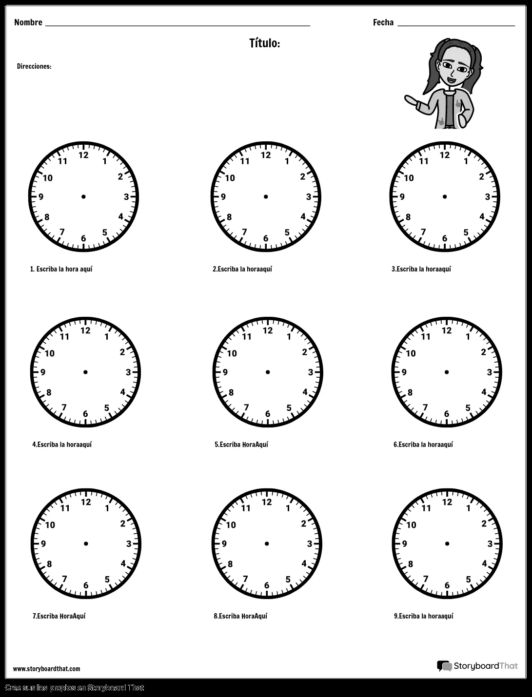 Dibuja las Manecillas del Reloj Storyboard por es-examples