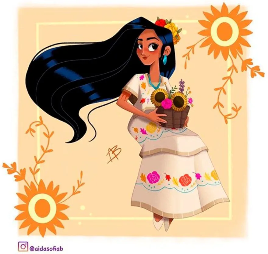 Dibuja a las princesas usando trajes típicos de México Dibuja a las princesas usando trajes típicos de México