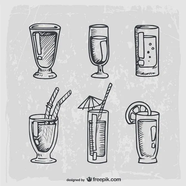 Dibujado a mano cócteles y bebidas alcohólicas | Descargar ...