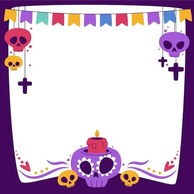 Dibujado a mano plantilla de marco plano dia de muertos | Vector Gratis