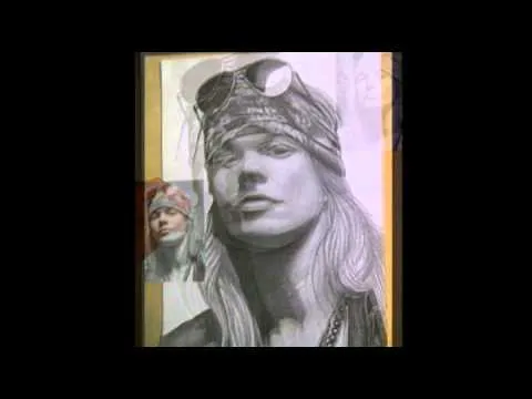 DIBUJANDO A AXL ROSE (GUNS N ROSES) LÁPIZ CARBÓN - YouTube