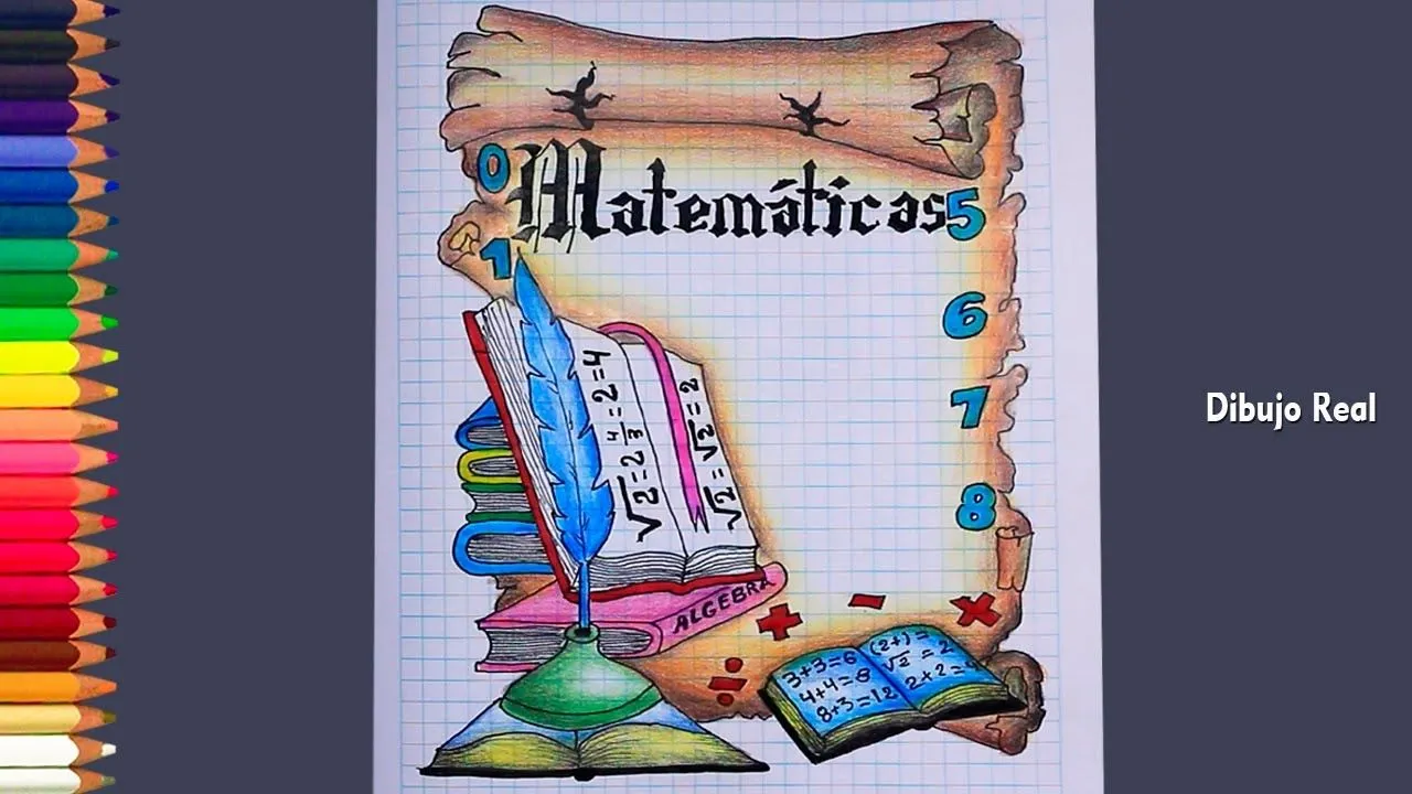 Dibujando una caratula para MATEMATICAS en pergamino - YouTube Dibujando una caratula para MATEMATICAS en pergamino - YouTube