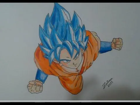 DIBUJANDO A GOKU SSJ DIOS AZUL FUKKATSU NO F - YouTube