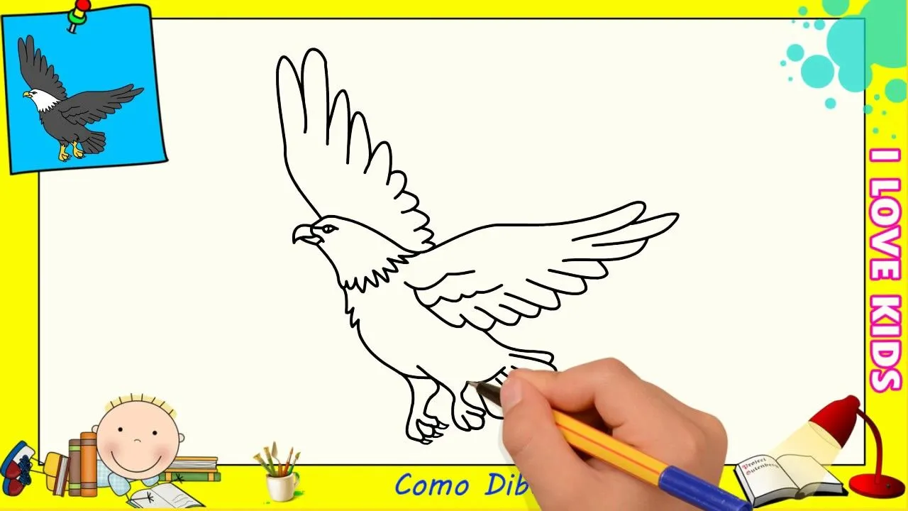 Como dibujar un aguila FACIL paso a paso para niños y principiantes 5 - YouTube Como dibujar un aguila FACIL paso a paso para niños y principiantes 5 - YouTube