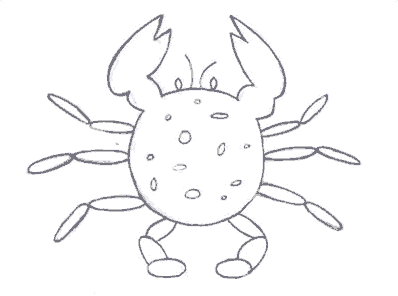 Dibujar los animales del mar - Dibuja un cangrejo Dibujar los animales del mar - Dibuja un cangrejo
