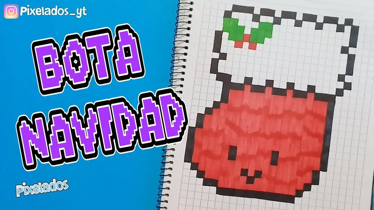 COMO DIBUJAR BOTA DE NAVIDAD PIXEL ART - PIXELADOS - YouTube COMO DIBUJAR BOTA DE NAVIDAD PIXEL ART - PIXELADOS - YouTube