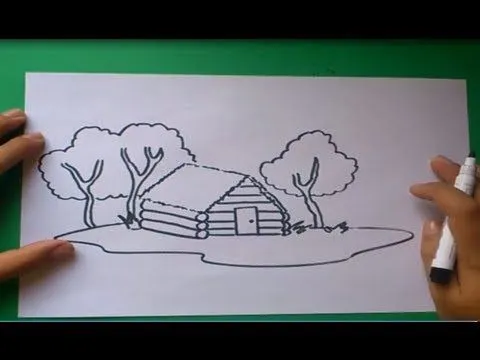 Como dibujar una cabaña paso a paso | How to draw a cabin - YouTube Como dibujar una cabaña paso a paso | How to draw a cabin - YouTube