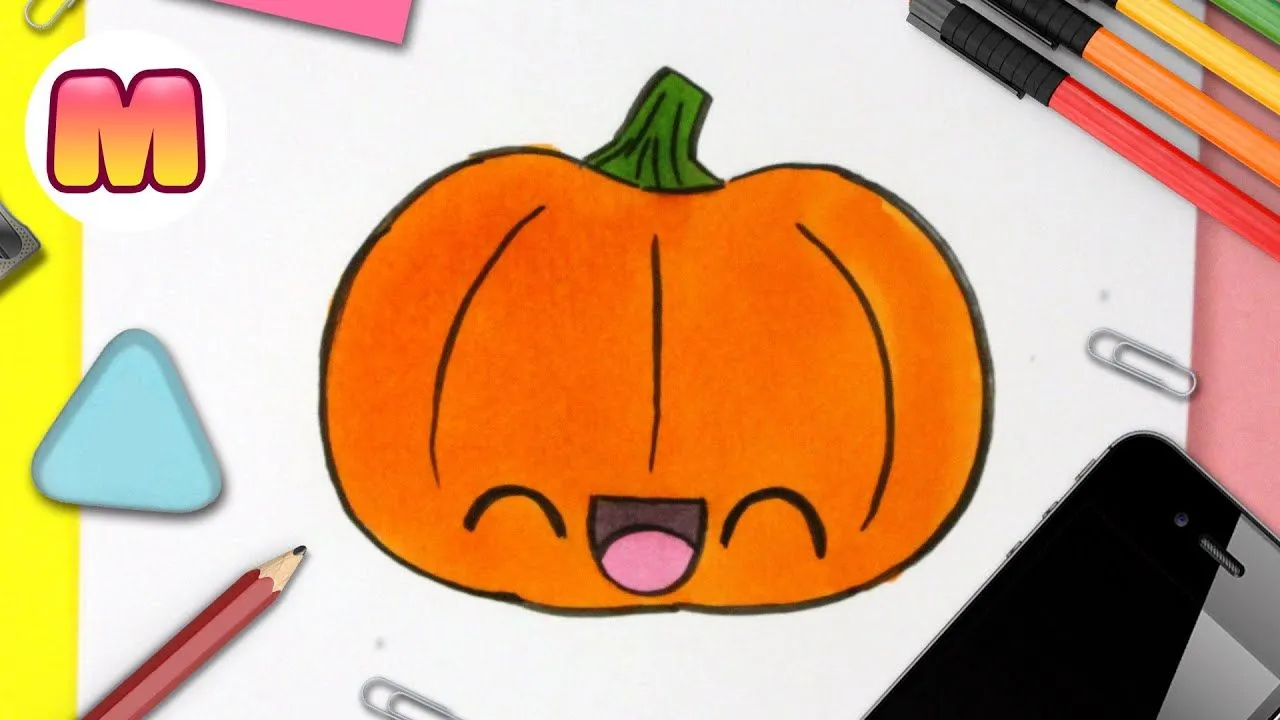 COMO DIBUJAR UNA CALABAZA DE HALLOWEEN KAWAII 