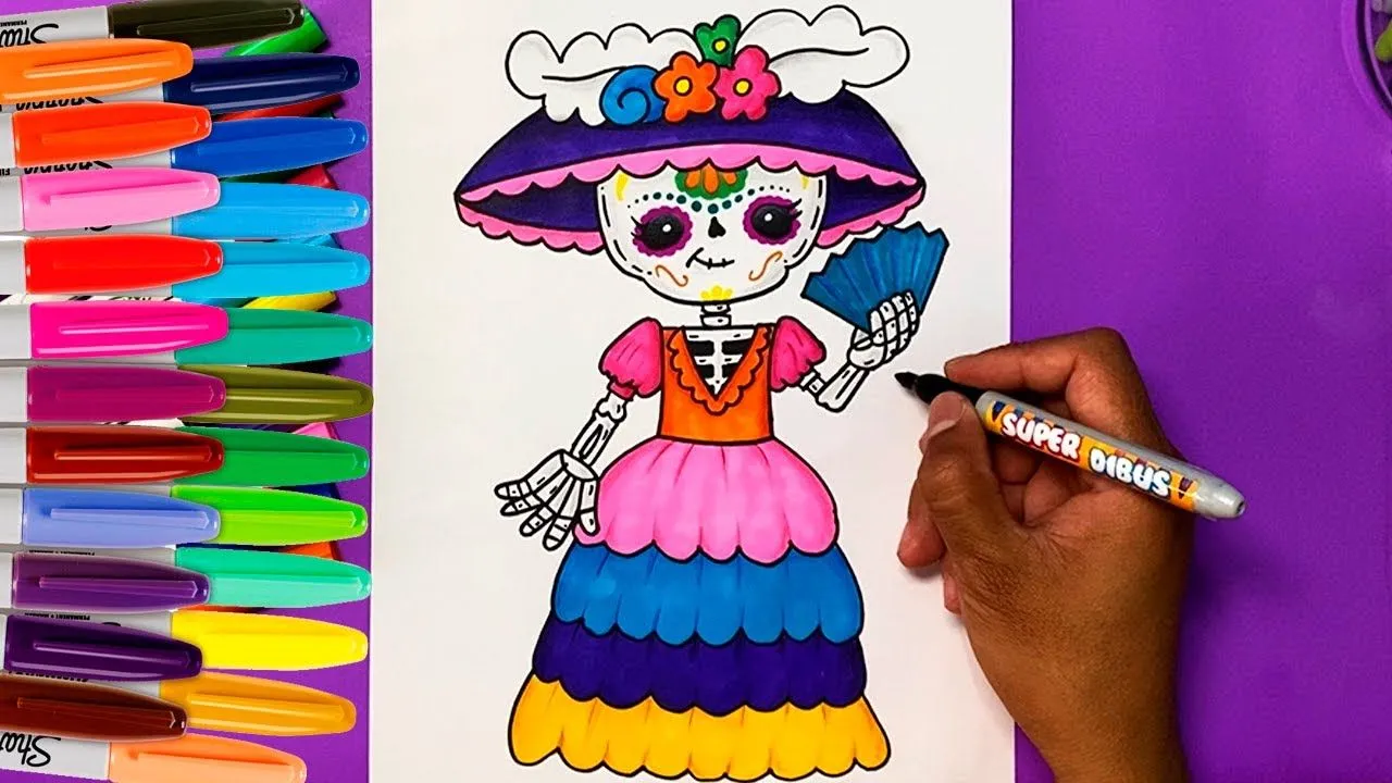 COMO DIBUJAR UNA CALAVERA CATRINA PARA EL DIA DE MUERTOS - YouTube