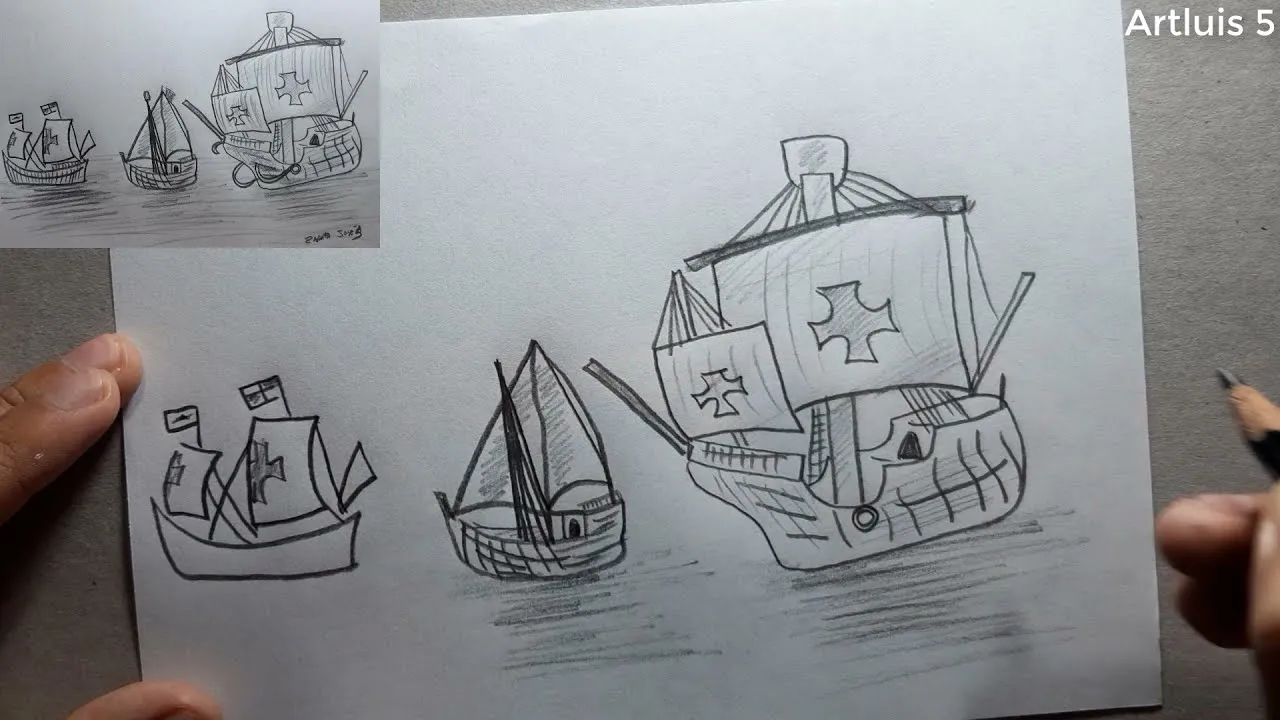 Como dibujar las tres carabelas de colon | HD - YouTube Como dibujar las tres carabelas de colon | HD - YouTube