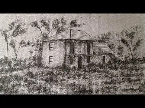 Cómo dibujar una casa en el campo, cómo dibujar paisajes a lápiz ... Cómo dibujar una casa en el campo, cómo dibujar paisajes a lápiz ...