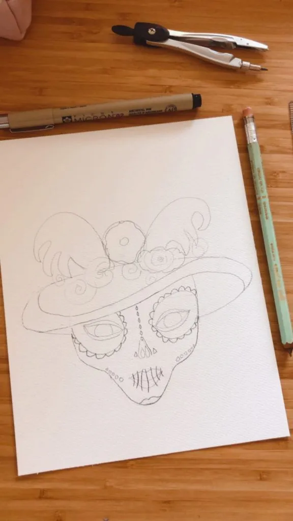 Cómo dibujar una catrina mexicana en 5 pasos | Violeta Lujan
