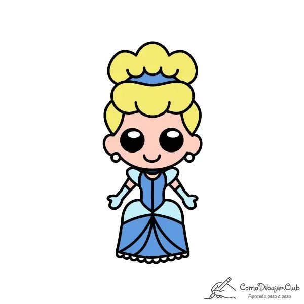 Cómo dibujar a Cenicienta Kawaii ✍ | COMODIBUJAR.CLUB Cómo dibujar a Cenicienta Kawaii ✍ | COMODIBUJAR.CLUB