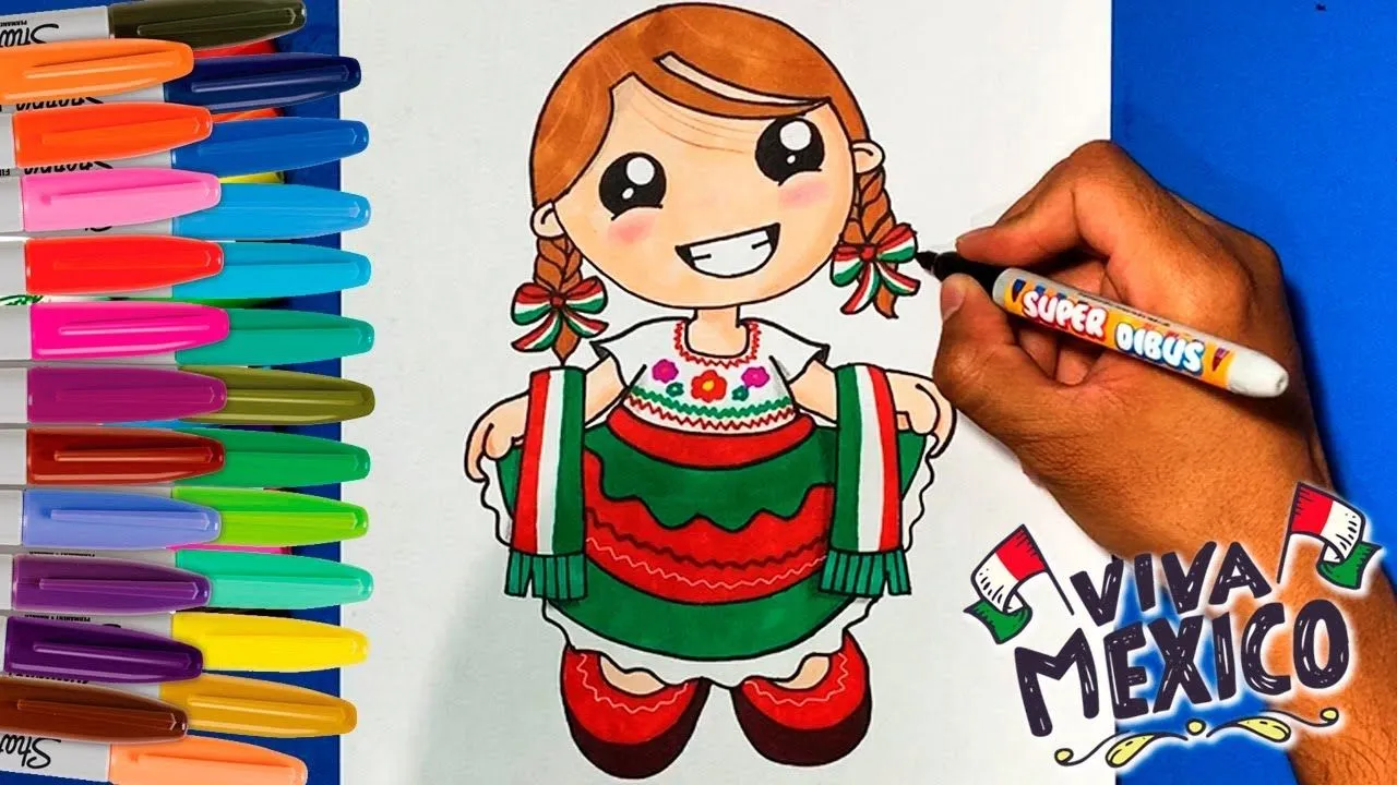 COMO DIBUJAR A UNA CHINA POBLANA CON SU TRAJE TIPICO (FIESTA MEXICANA 2019)  - YouTube