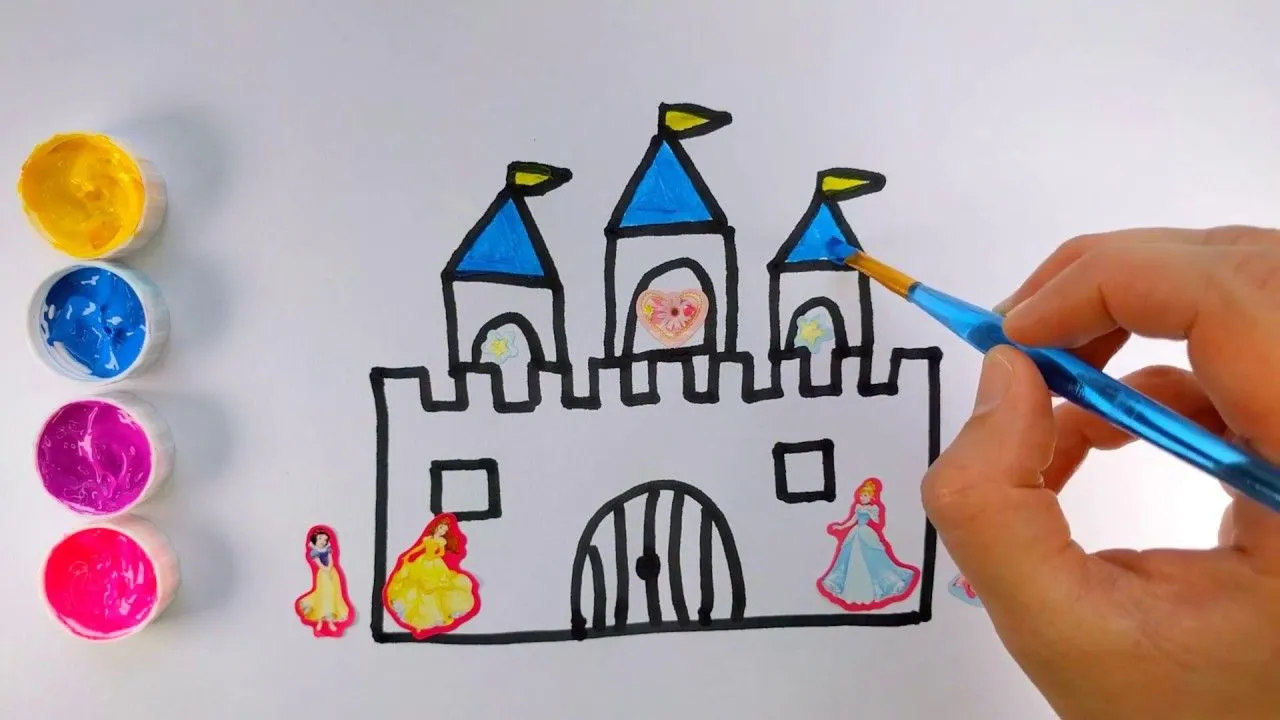 Como dibujar y colorear un CASTILLO DE PRINCESAS con calcomanías | Amiguitos123 - YouTube Como dibujar y colorear un CASTILLO DE PRINCESAS con calcomanías | Amiguitos123 - YouTube