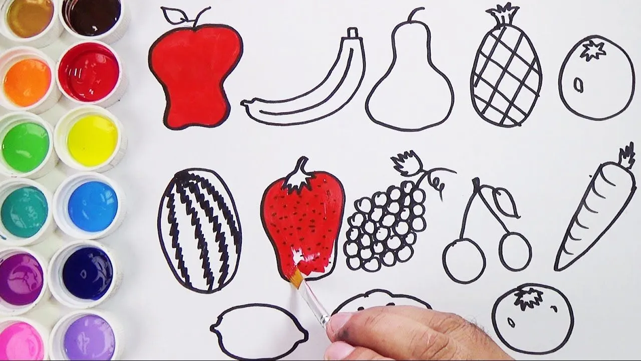 Como Dibujar y Colorear Frutas y Vegetales - Videos Para Niños / FunKeep - YouTube