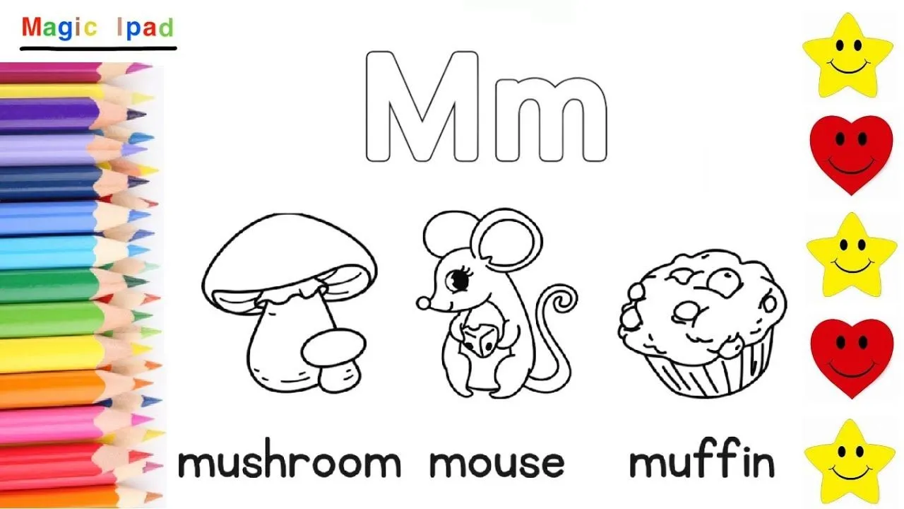 Como Dibujar y Colorear LA LETRA M - APRENDE INGLES Como Dibujar y Colorear LA LETRA M - APRENDE INGLES