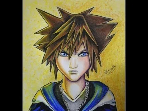 COMO DIBUJAR Y COLOREAR A SORA (KINGDOM HEARTS, tutorial largo ...