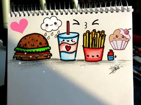 Como dibujar comida kawaii, #DibujosTinita - tinitacreaciones ...