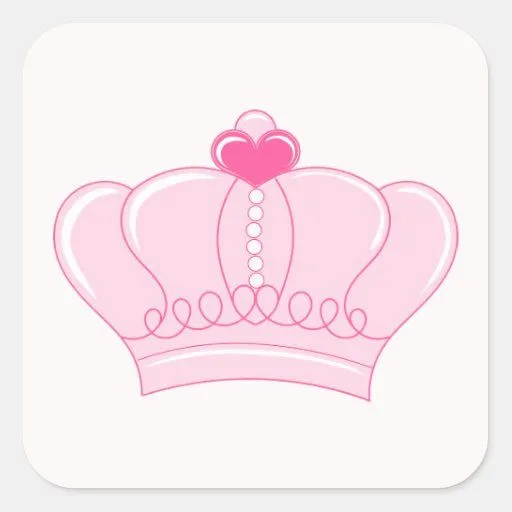 Corona rosada con el corazón calcomanía cuadrada | Zazzle