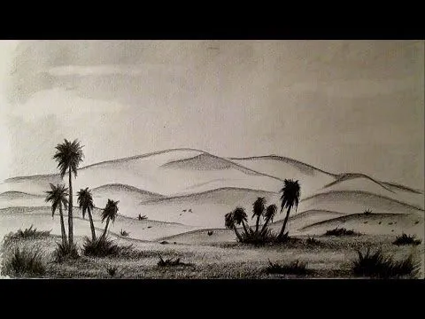 Cómo dibujar un desierto fácil paso a paso, cómo dibujar paisajes ...