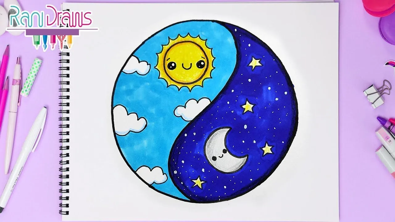 Cómo dibujar EL DÍA Y LA NOCHE (kawaii) - Dibujos fáciles Paso a paso - YouTube Cómo dibujar EL DÍA Y LA NOCHE (kawaii) - Dibujos fáciles Paso a paso - YouTube