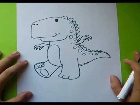 Como dibujar un dinosaurio paso a paso 2 | How to draw a dinosaur ...