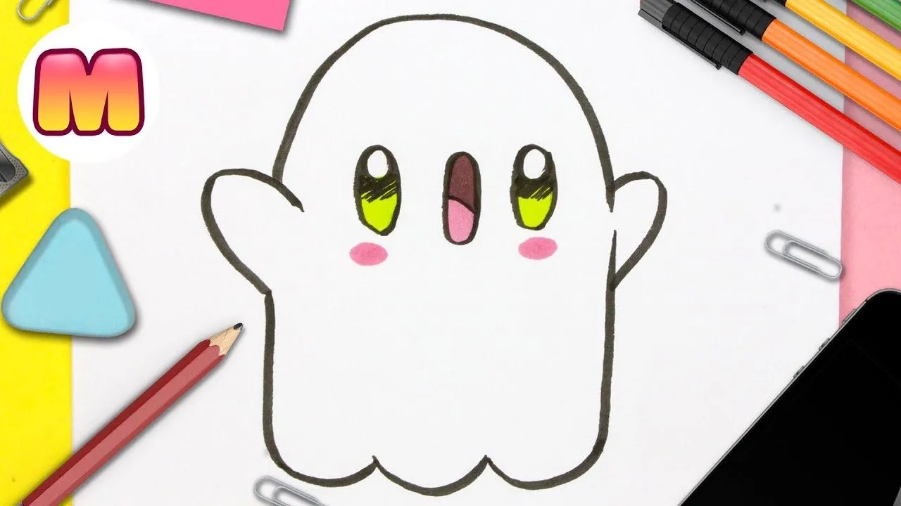 COMO DIBUJAR FANTASMA KAWAII 