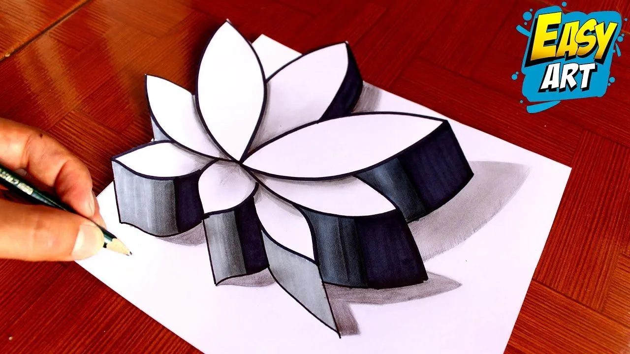 Cómo Dibujar una FLOR de LOTO en 3D Facil paso a paso - Convertir Dibujo 2D a 3D - Easy Art - YouTube Cómo Dibujar una FLOR de LOTO en 3D Facil paso a paso - Convertir Dibujo 2D a 3D - Easy Art - YouTube