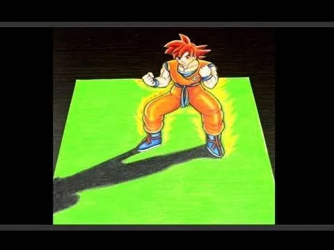 COMO DIBUJAR GOKU SSJ DIOS EN 3D - YouTube