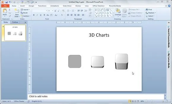Dibujar un gráfico 3D simple en PowerPoint utilizando formas