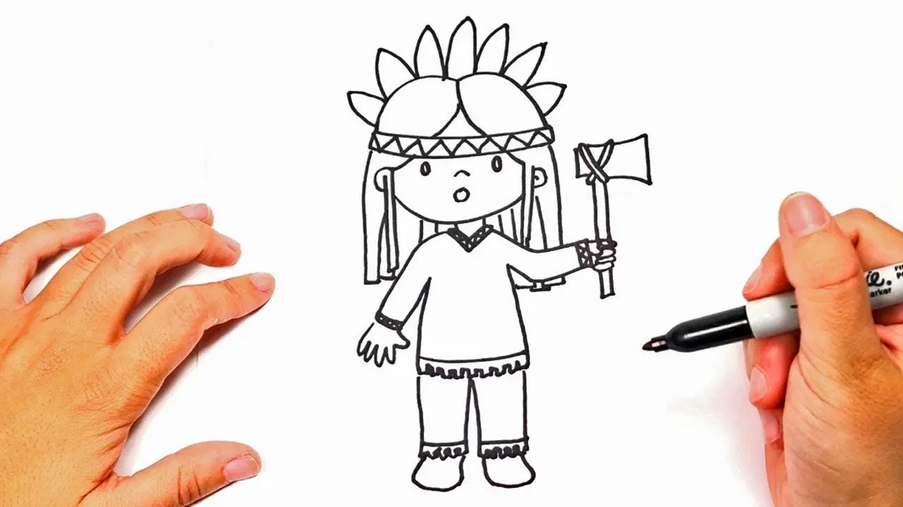 Cómo dibujar un Indio paso a paso | Dibujo fácil de Indio - YouTube Cómo dibujar un Indio paso a paso | Dibujo fácil de Indio - YouTube