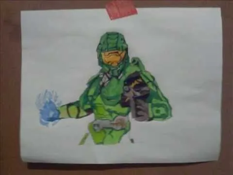 como dibujar al jefe maestro (halo) con color.how to draw master ...